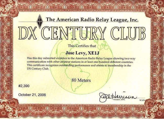 Descripcin: Diploma DXCC 80 m